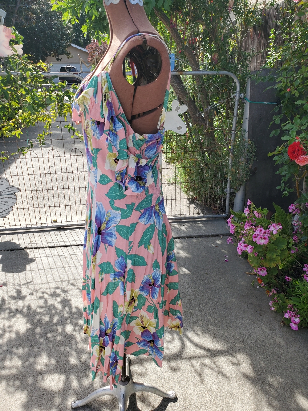 Trashy Diva Pink Floral Cold-Shoulder Ruffle Midi Dress - Picture 3 of 8
